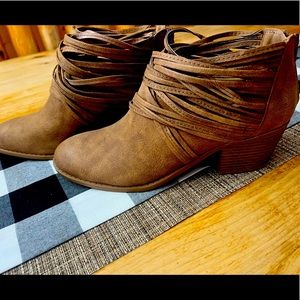 Womens Fergalicious Ankle Booties with Detailed Strapping